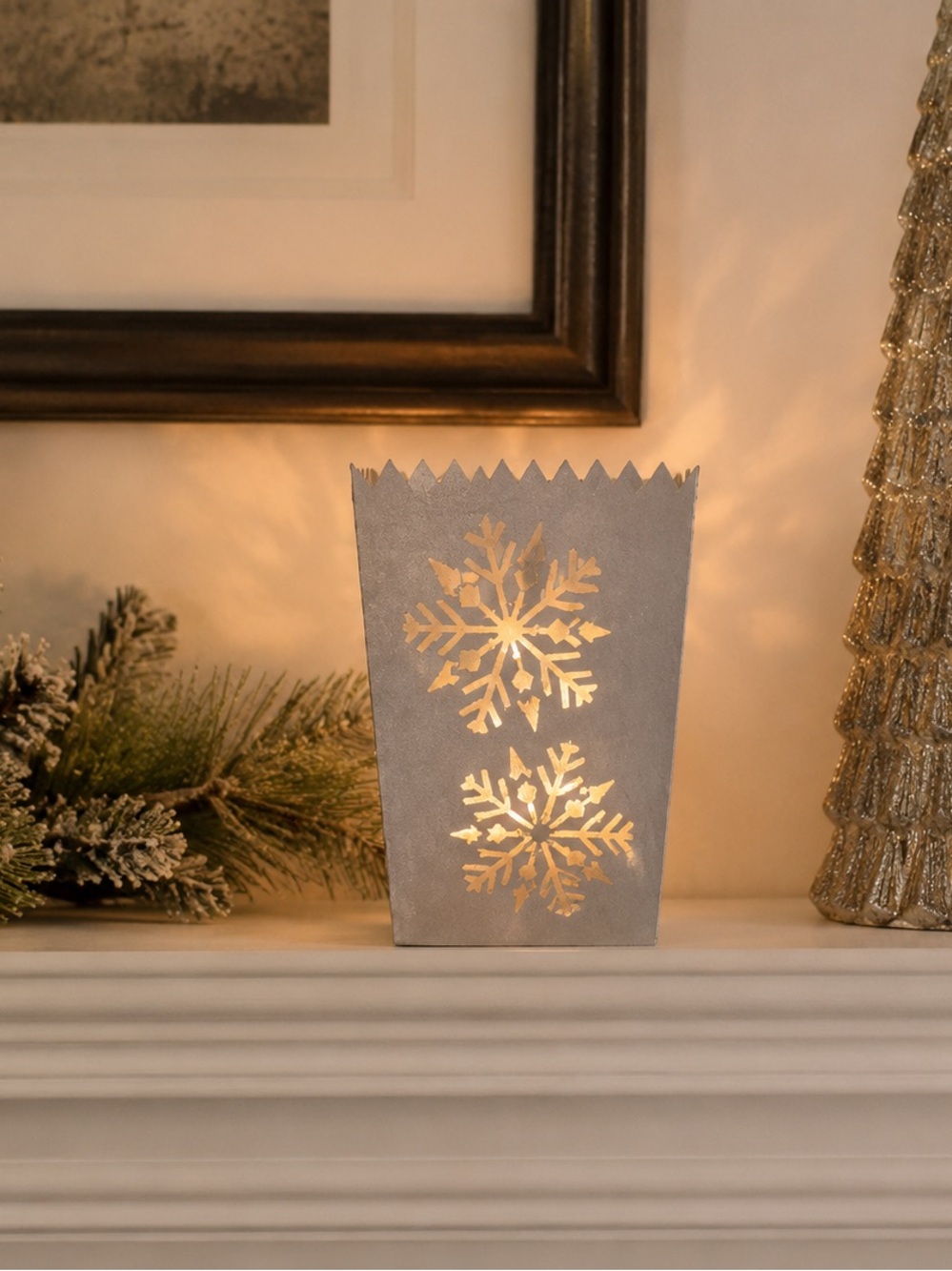 PartyLite Snowflake Luminary Candle Holder Silver Metal Votive Tealight 2004